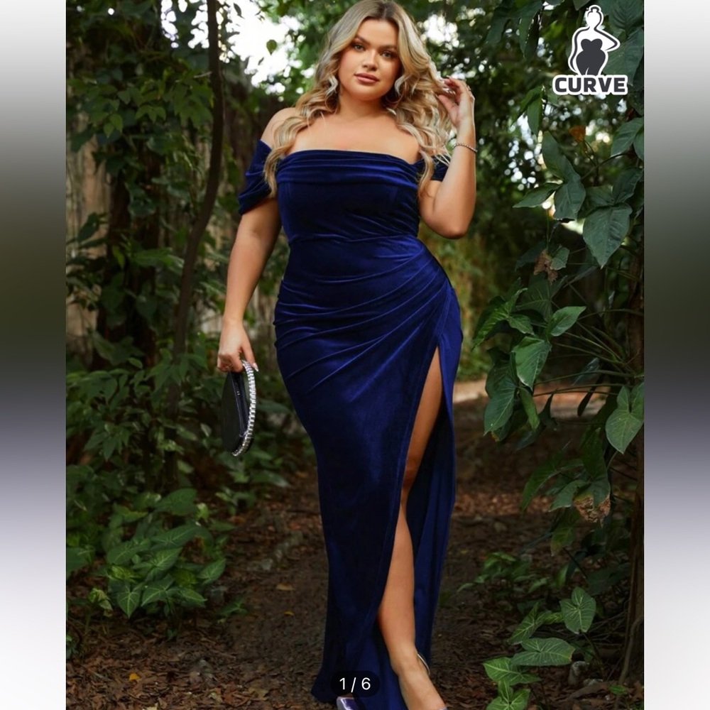 SHEIN Royal Blue Off-Shoulder Formal Maxi Dress